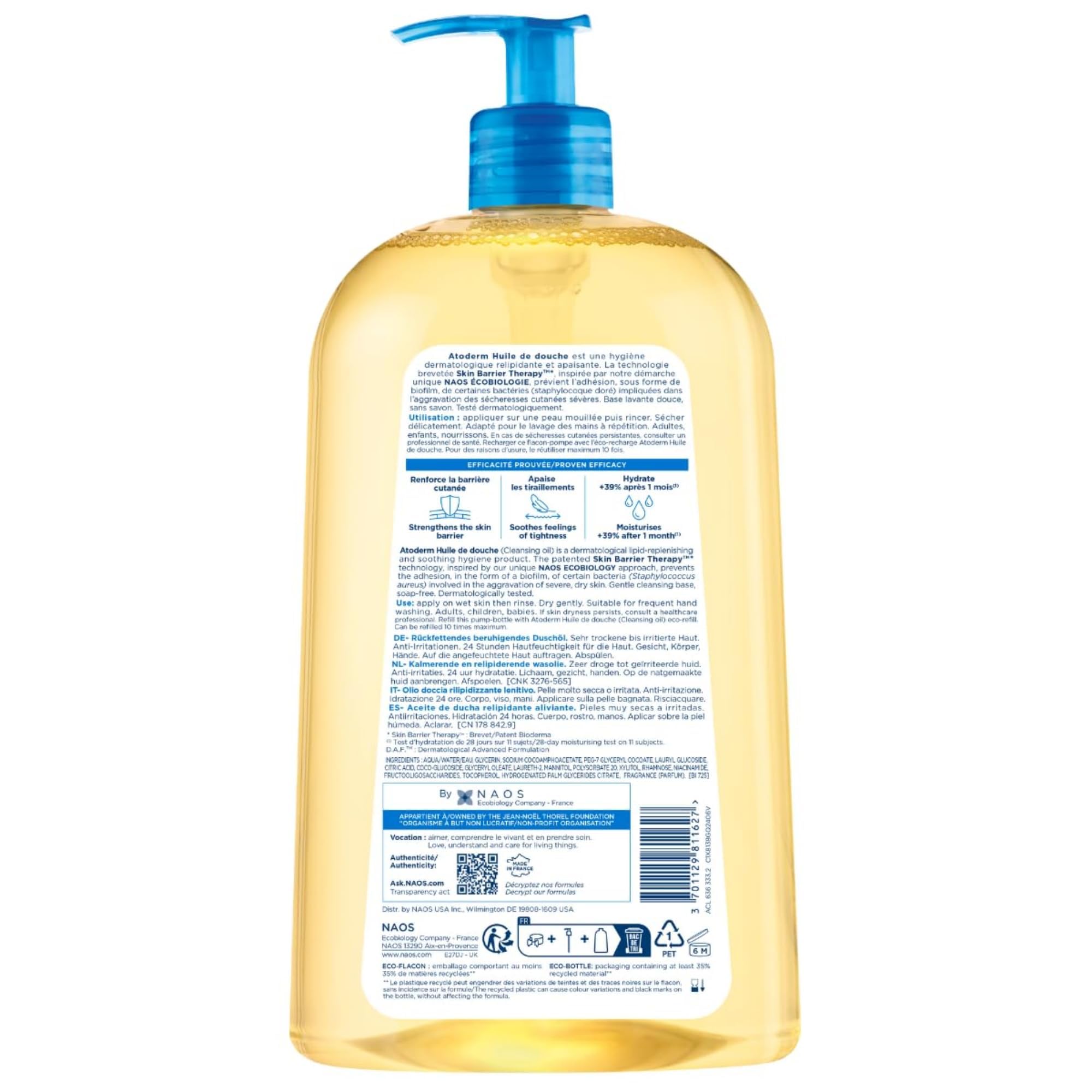 Bioderma pump lock detail to highlight spill-free, travel-safe feature and convenience