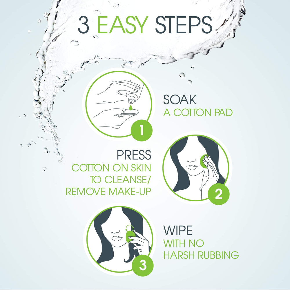 Bioderma micellar water on cotton pad showing easy makeup removal benefit
