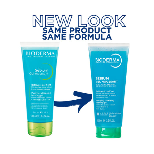 Close-up of Bioderma foaming gel texture producing gentle lather for purity