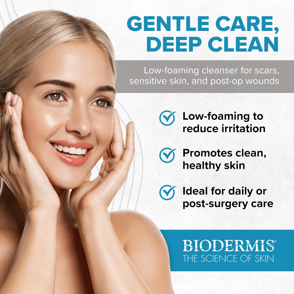 BIODERMIS SilqueClenz pump close-up demonstrating easy controlled dispensing benefit