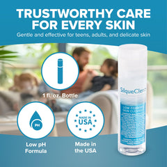BIODERMIS SilqueClenz placed in a toiletry bag showing portability and on-the-go benefit