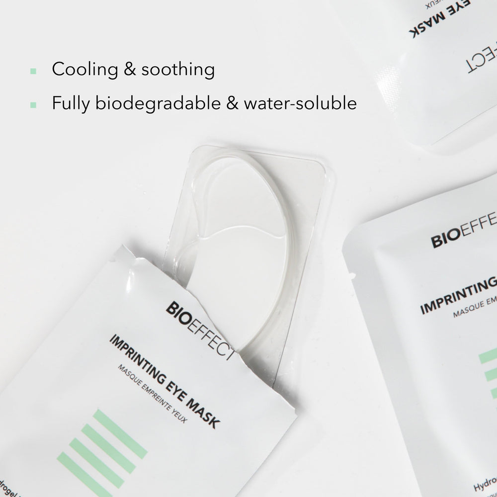 BIOEFFECT eye masks staged on shelf for spa-like hydration routine
