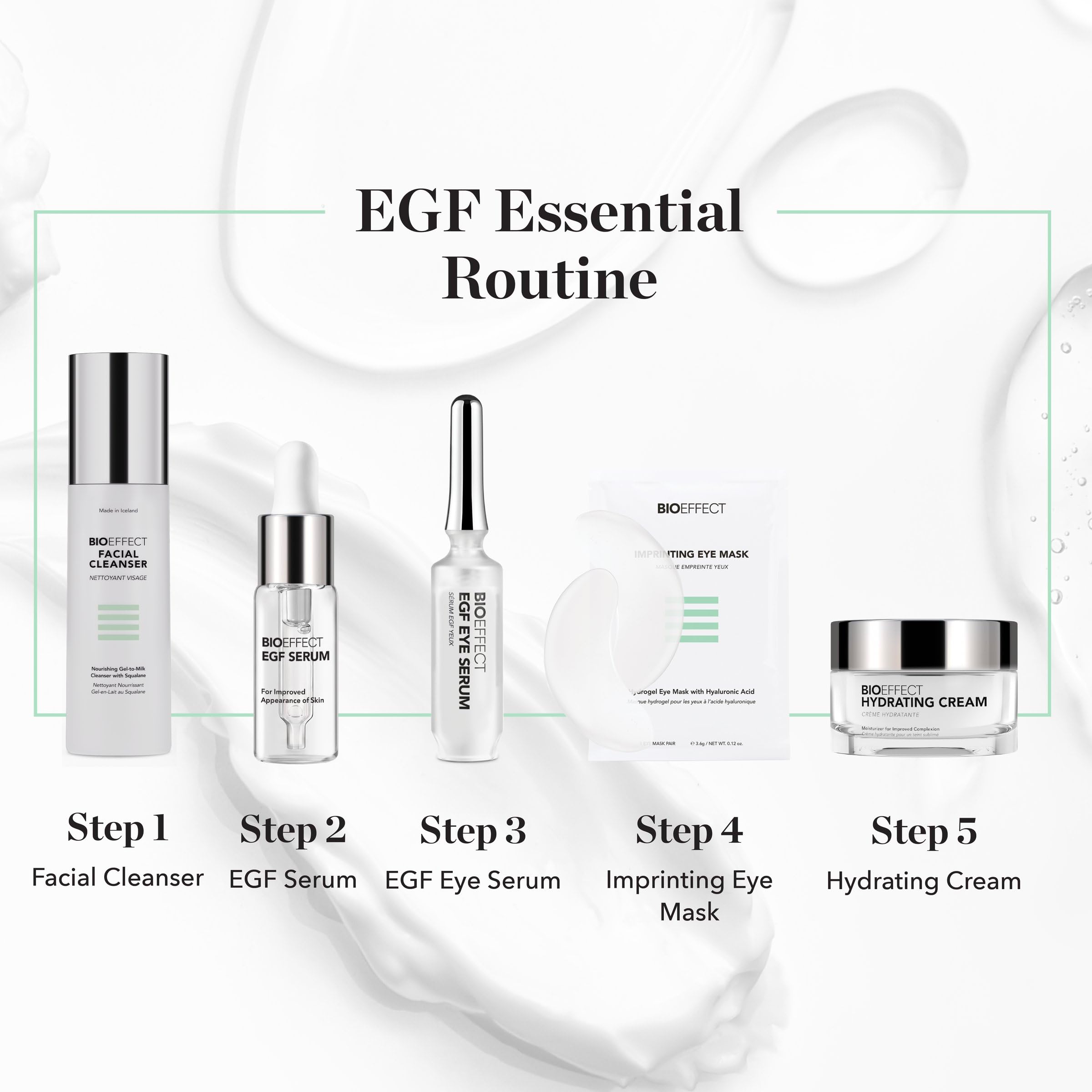 BIOEFFECT eye masks shown in hand size comparison for portable treatment