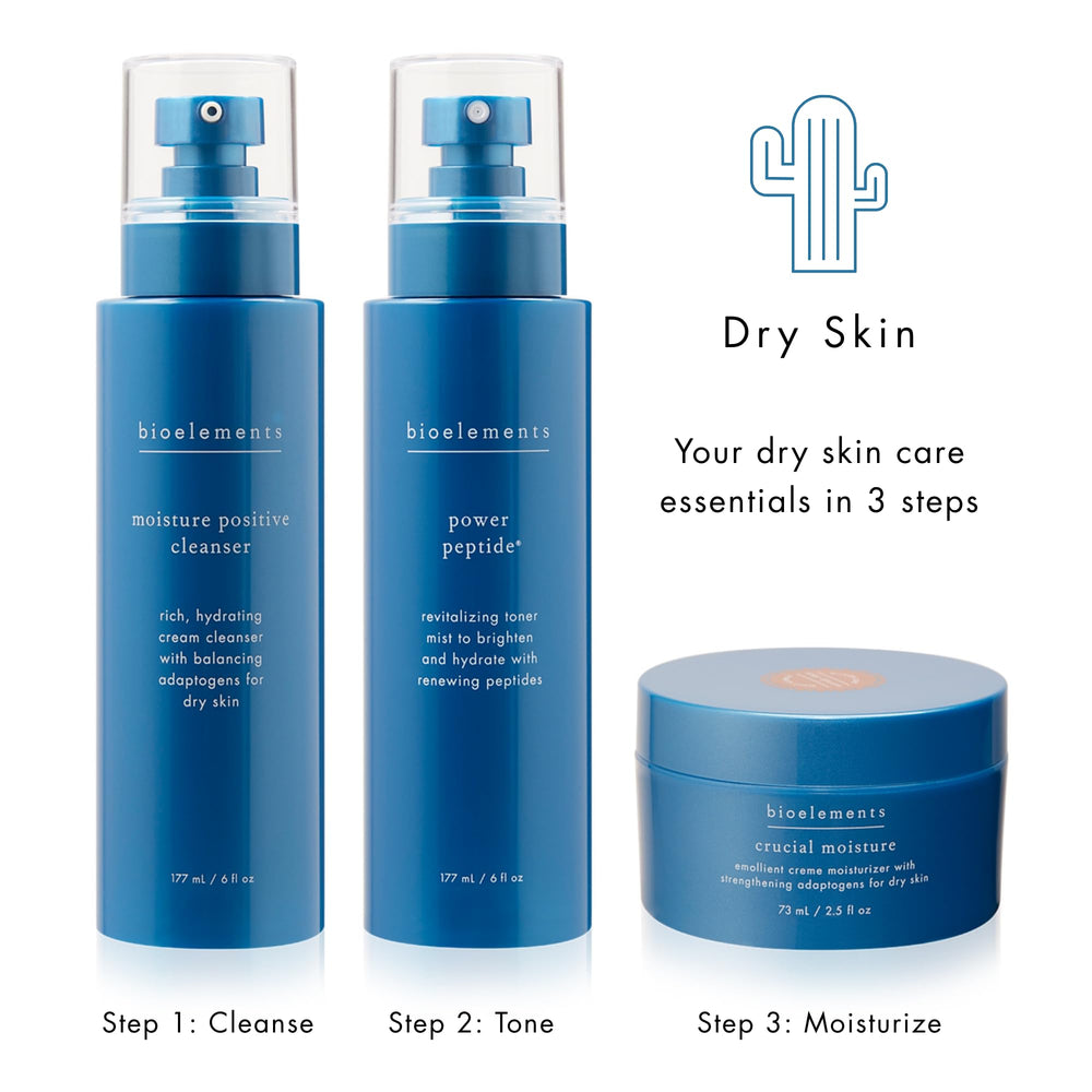 Bioelements cream applied to cheek showing smoothing skin benefit