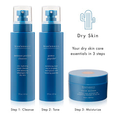 Bioelements cream applied to cheek showing smoothing skin benefit