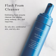 Bioelements foam lather on hand, illustrates airy texture and mild cleansing