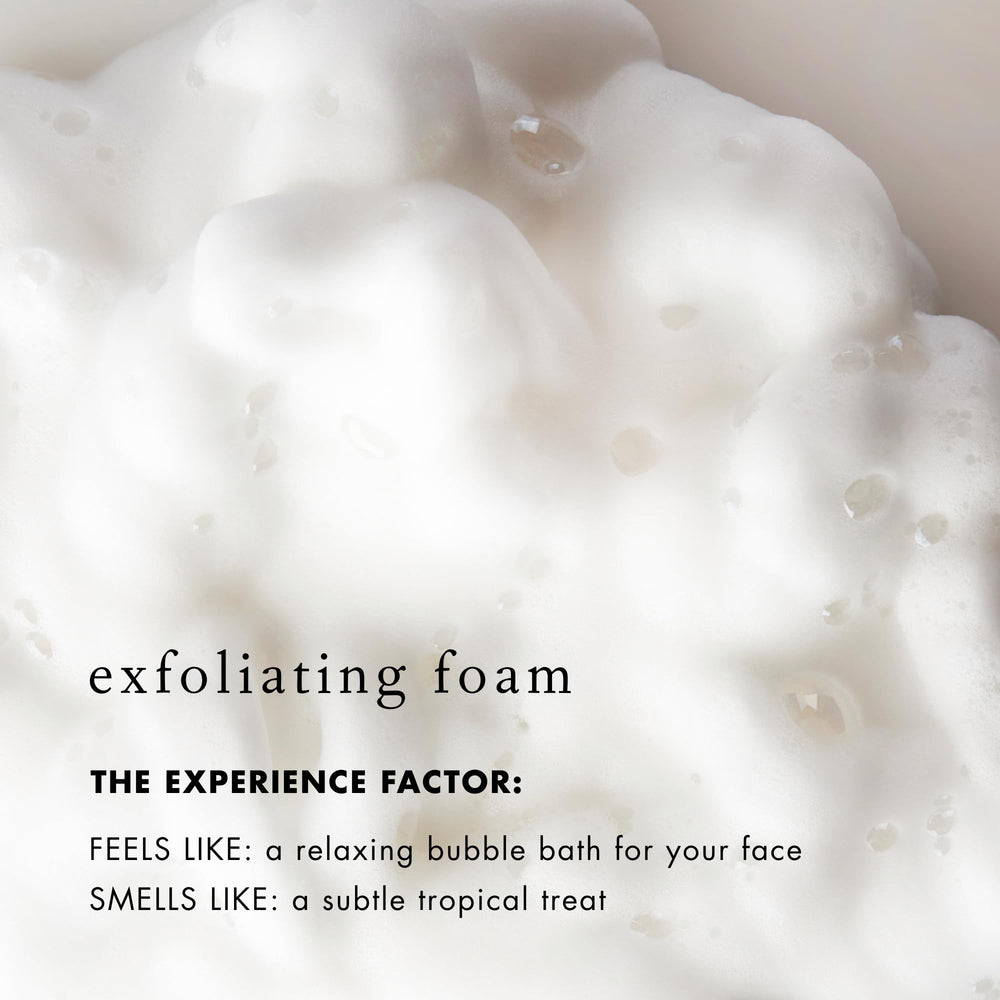 Bioelements texture close-up of foam, shows enzyme-rich creamy bubbles