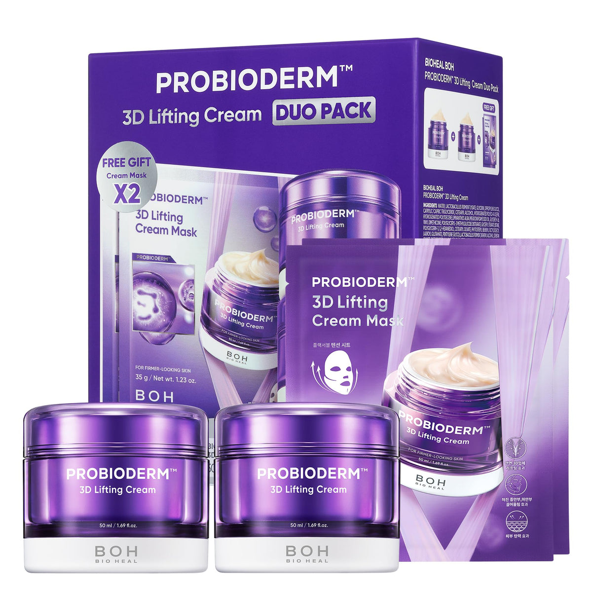 BIOHEAL BOH front packaging showing the lifting cream set and premium gift box benefit clarity
