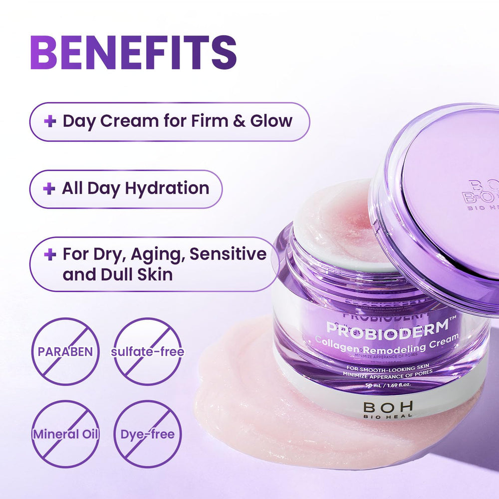 BIOHEAL BOH label detail featuring Probioderm probiotic badge for barrier support
