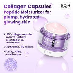 BIOHEAL BOH jar open with visible collagen capsules highlighting potent formula