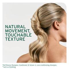 Biolage label close-up highlighting vegan formula and recycled-packaging benefits
