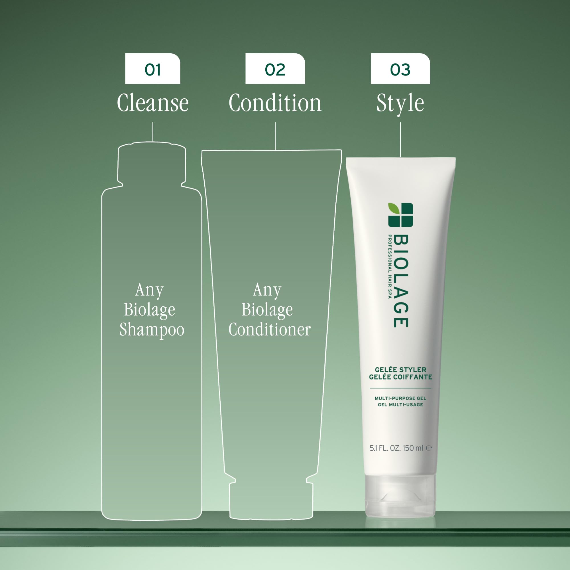 Biolage in-hand application demonstrating smooth spread and controlled hold benefit