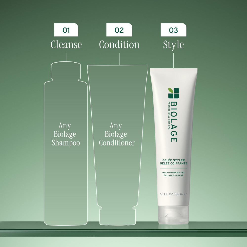 Biolage in-hand application demonstrating smooth spread and controlled hold benefit