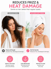 BIOLINEN turban held by hand to show 10x25 inch size and coverage benefit