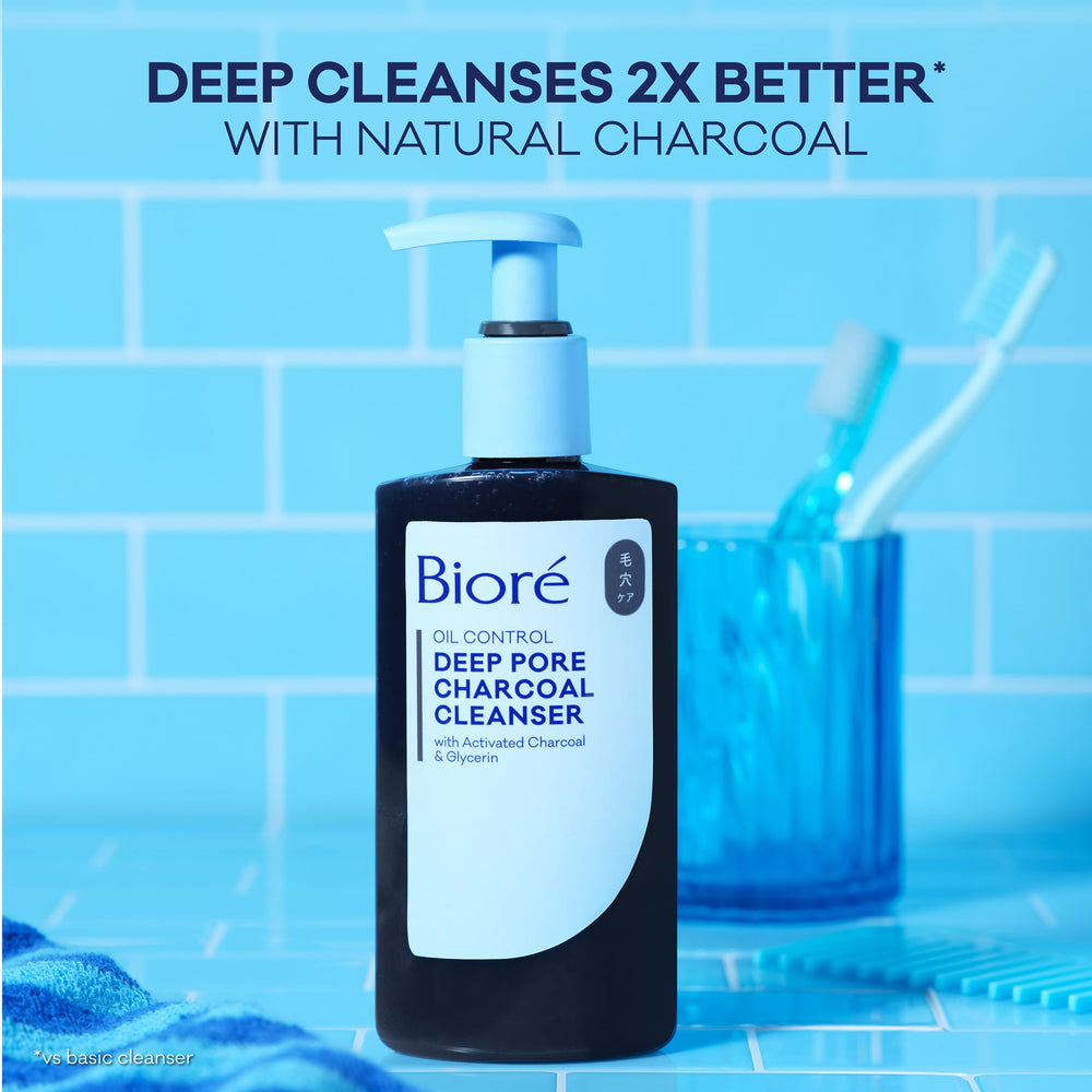 Bioré foam showing black-to-white lather and thorough coverage