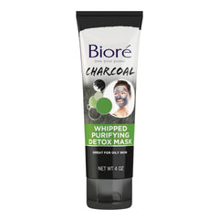 Bioré front packaging showing charcoal whipped mask and quick-purifying benefit