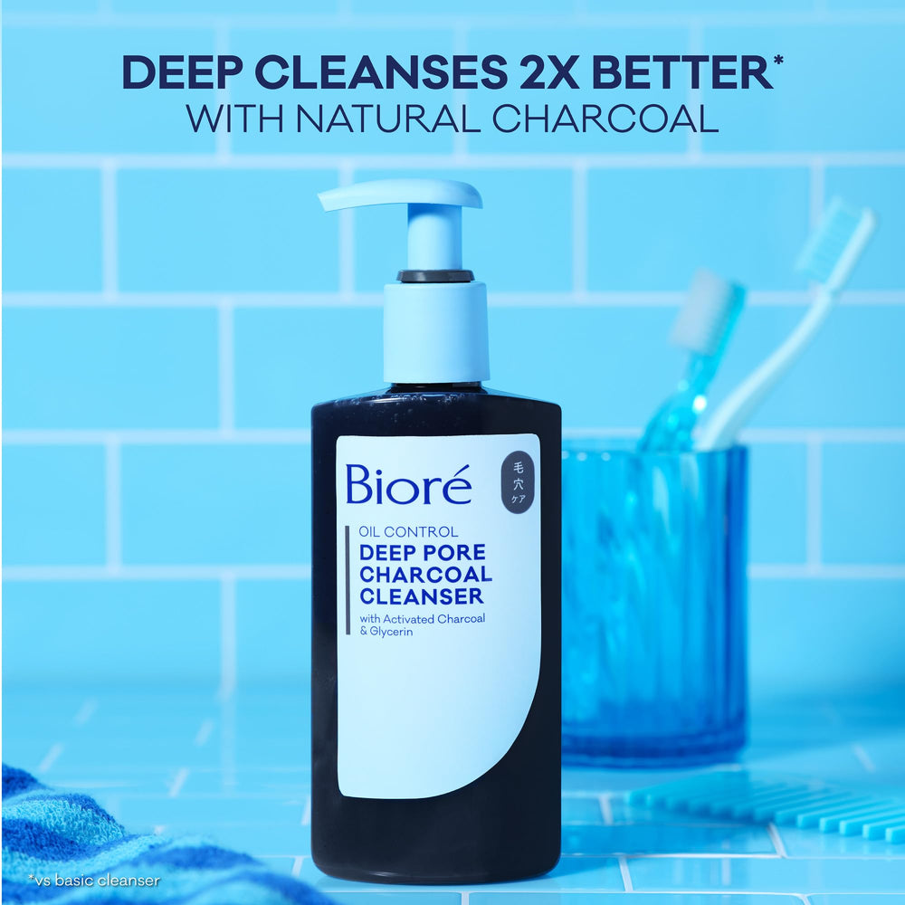 Bioré pump and cap detail emphasizing convenient dispensing and travel readiness
