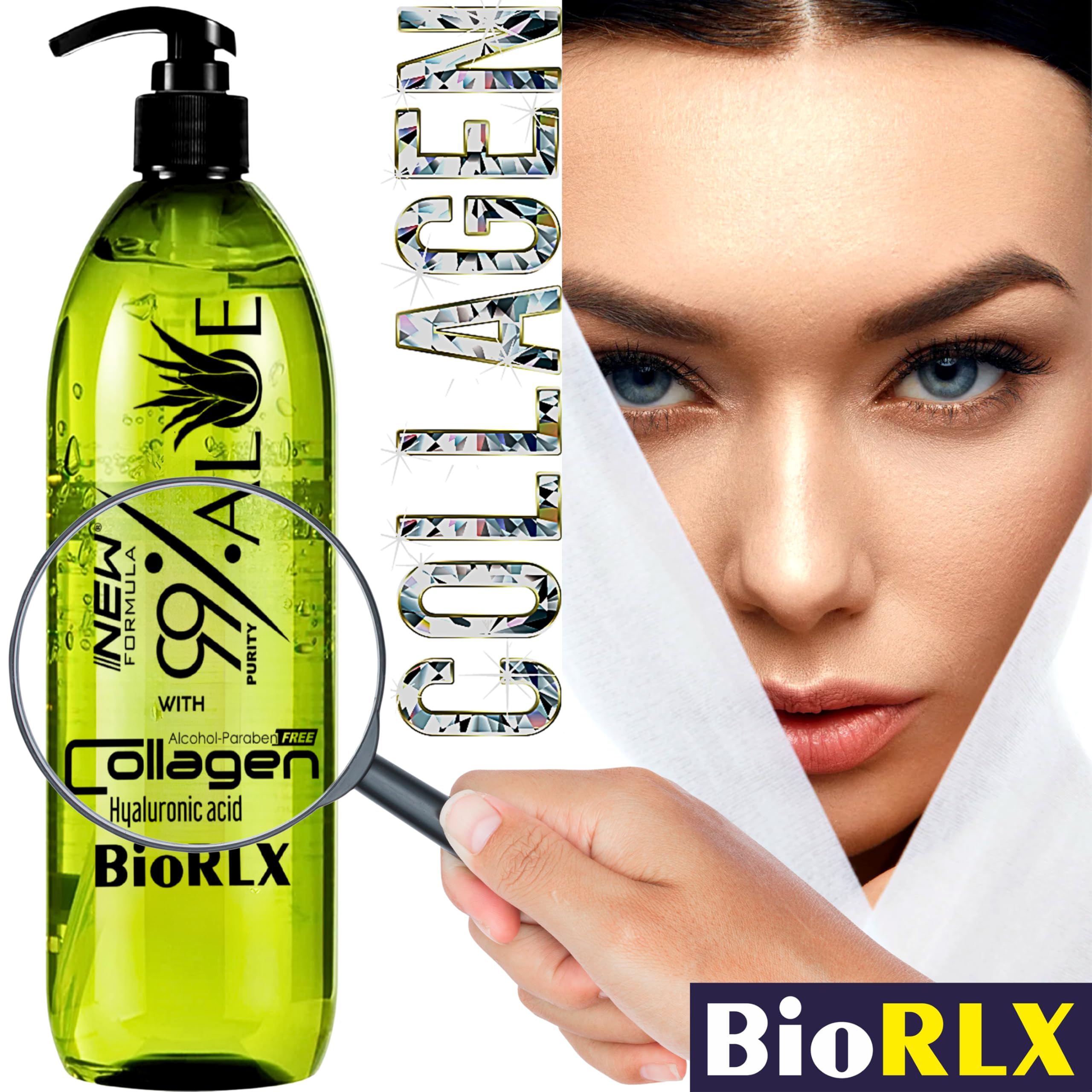 BioRLX applied to face demonstrating soothing hydration and lightweight feel