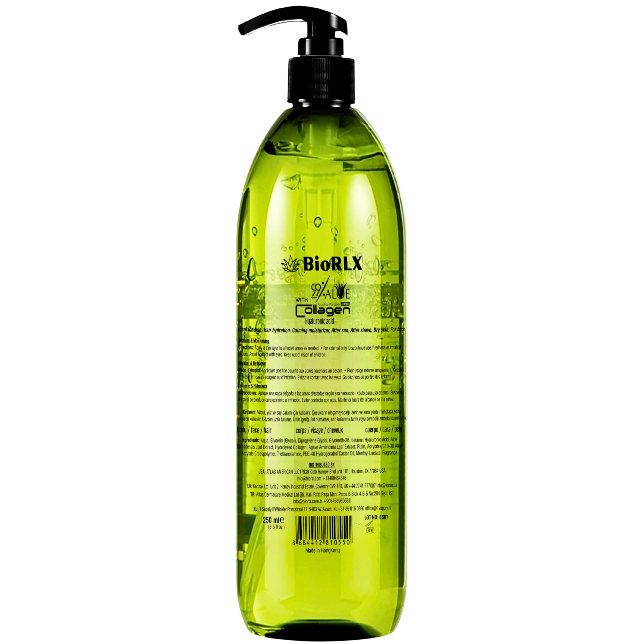 BioRLX gel texture close-up showing smooth clear formula for fast absorption