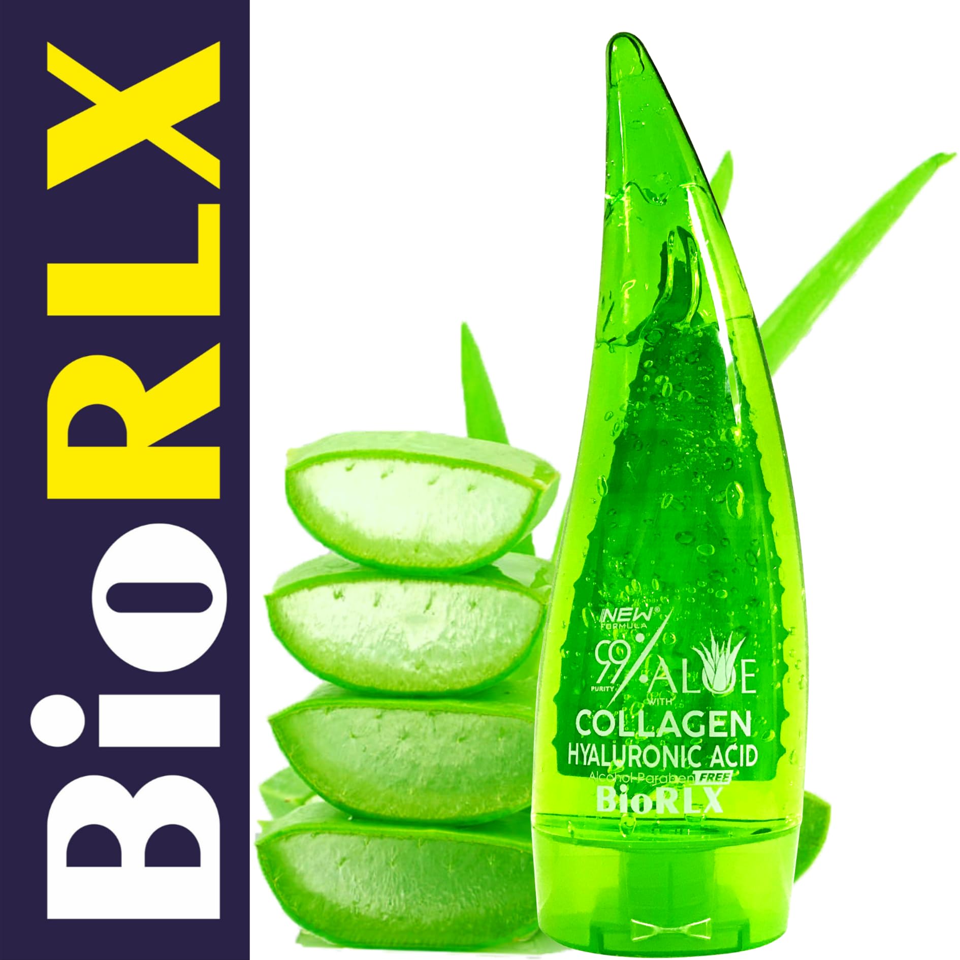 BioRLX gel texture close-up highlighting clear, non-sticky formula and smooth application