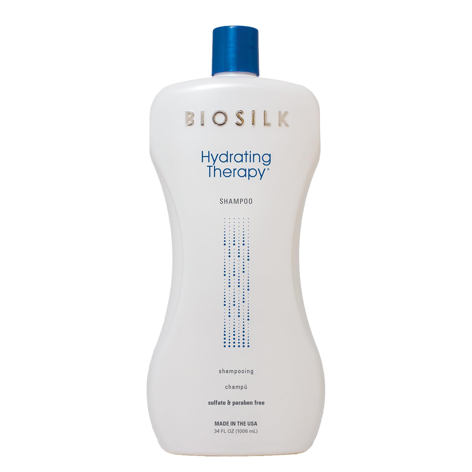BioSilk front bottle view showing product and salon-size convenience