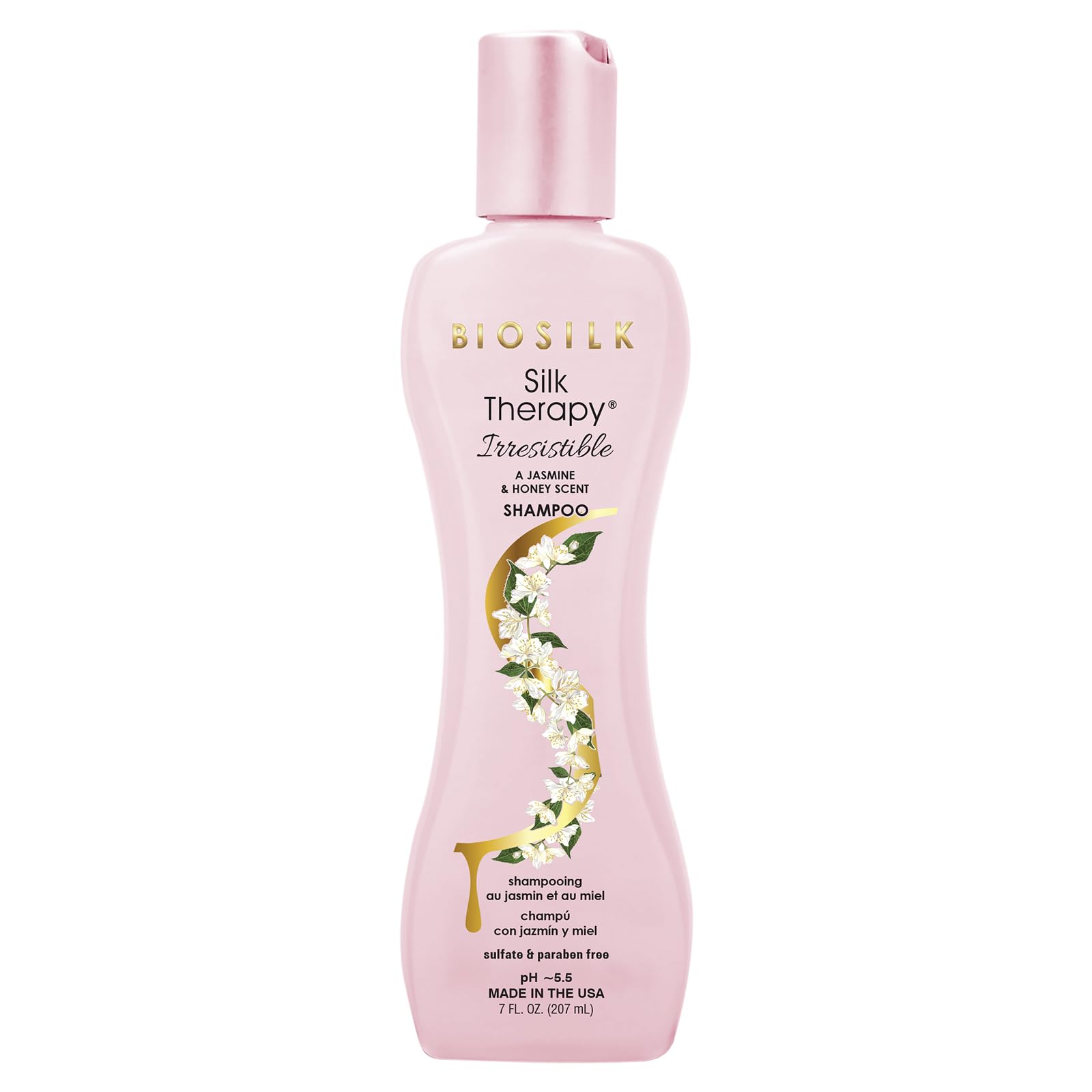 BioSilk bottle front packaging showing product and scent benefits