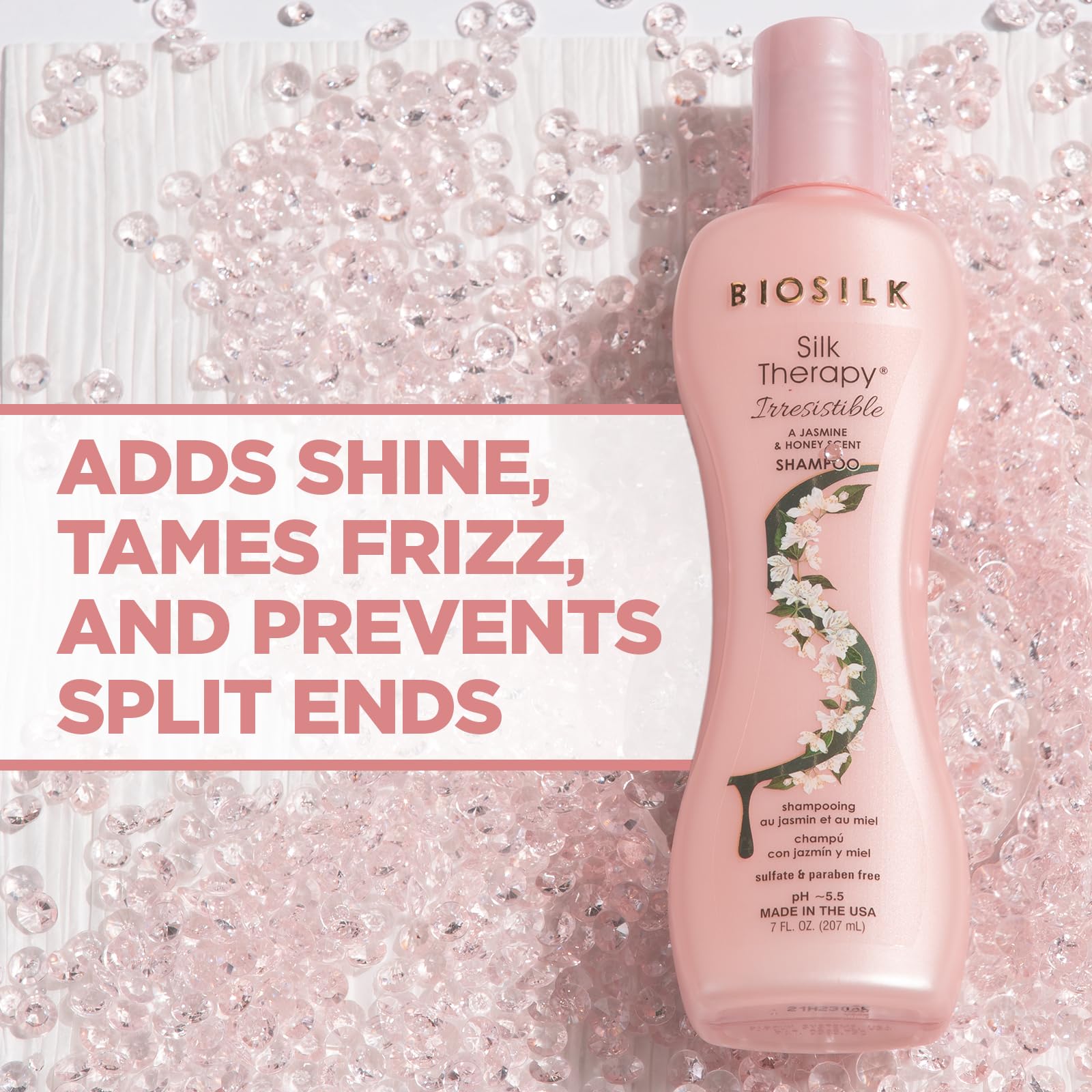 BioSilk silk protein texture close-up demonstrating smoothing benefit