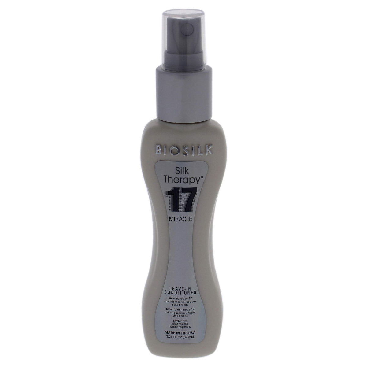 BioSilk front bottle view showing label and travel-friendly size benefit