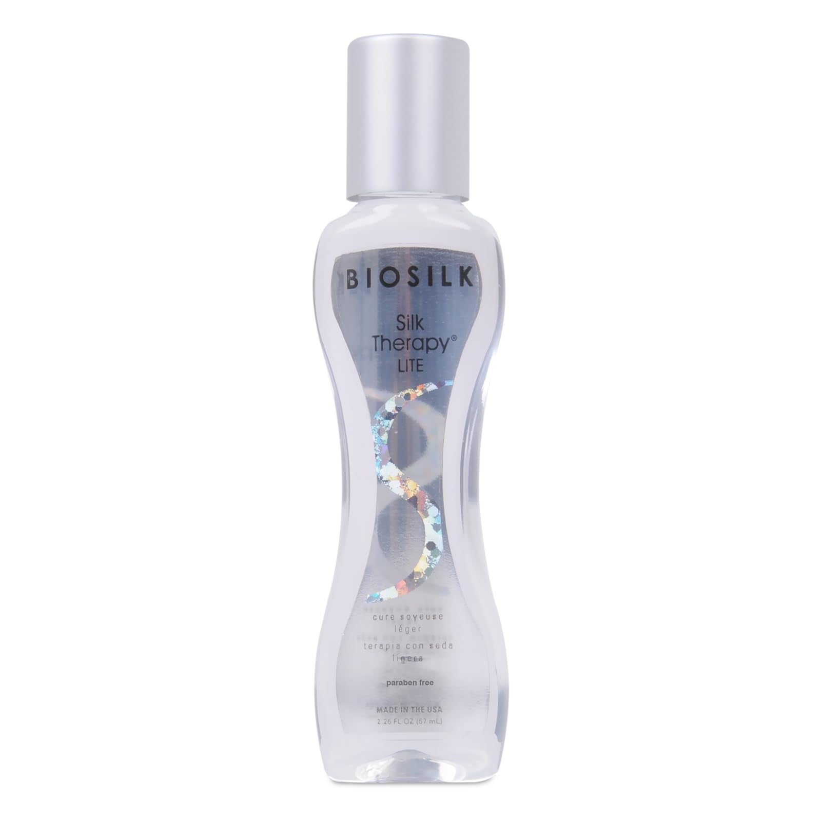 BioSilk front bottle showing label and product size for travel convenience