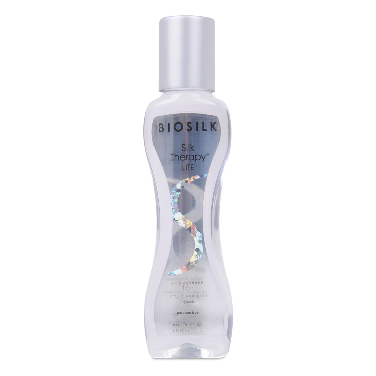 BioSilk front bottle showing label and product size for travel convenience