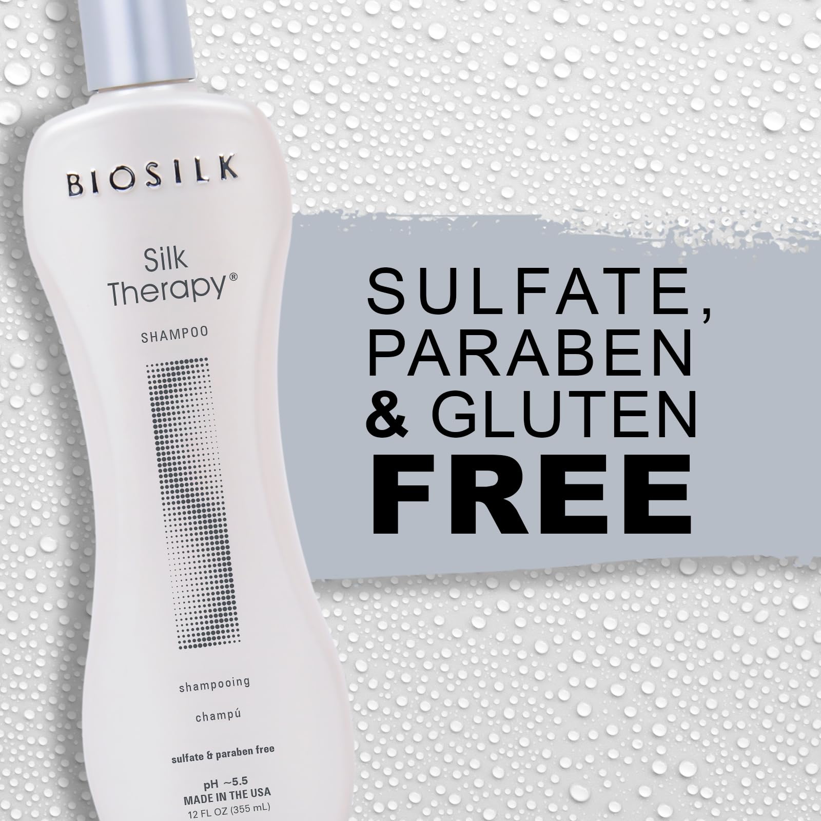 BioSilk 12 oz bottle next to hand for clear size reference