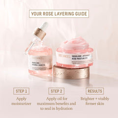 BIOSSANCE applying moisturizer to cheek to smooth and hydrate skin