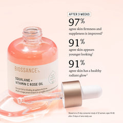 BIOSSANCE bottle label with ingredients list highlighting key actives