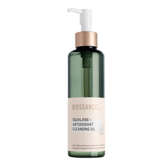Biossance bottle front view showing clean packaging and clear label benefits