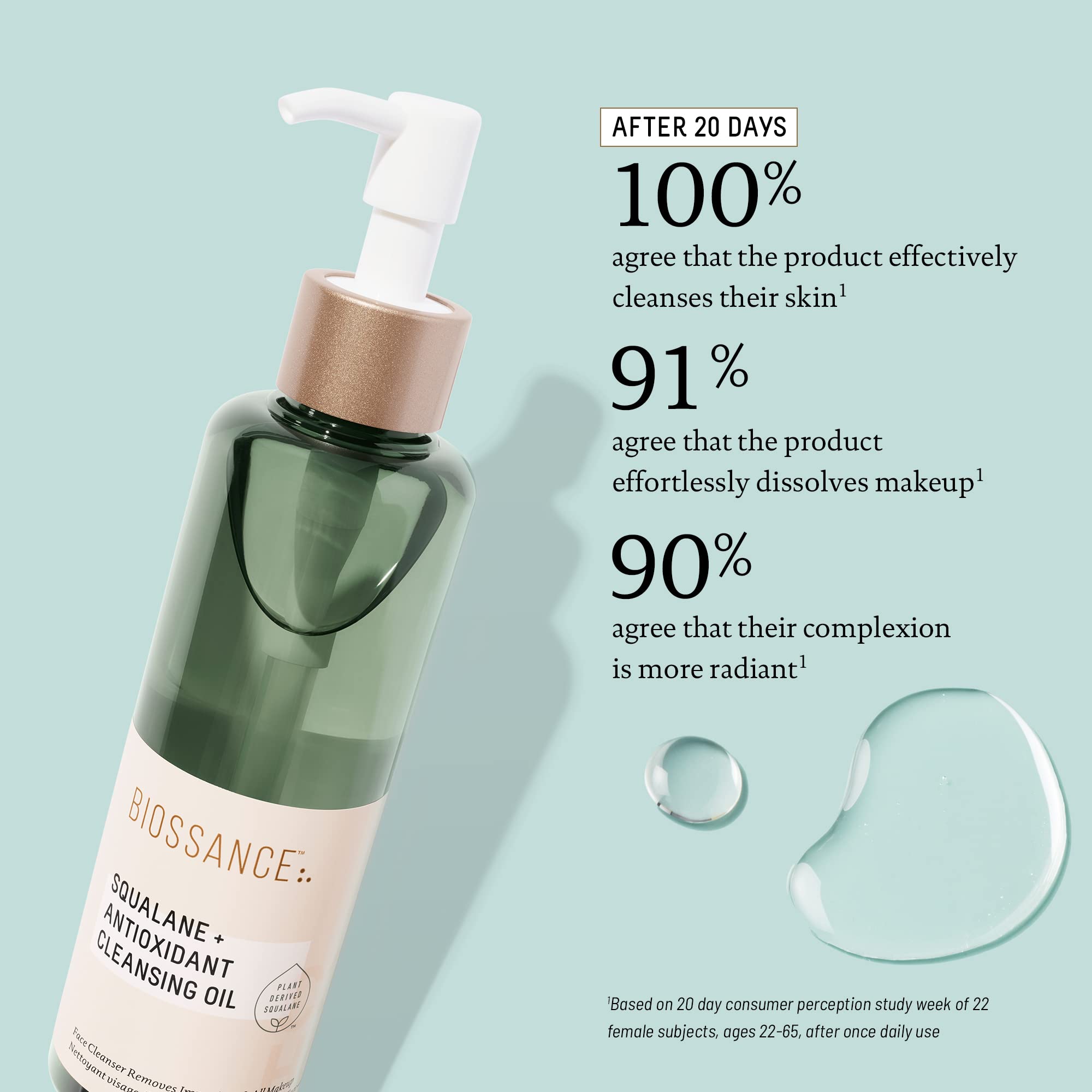 Biossance pump close-up delivering measured doses for convenient use