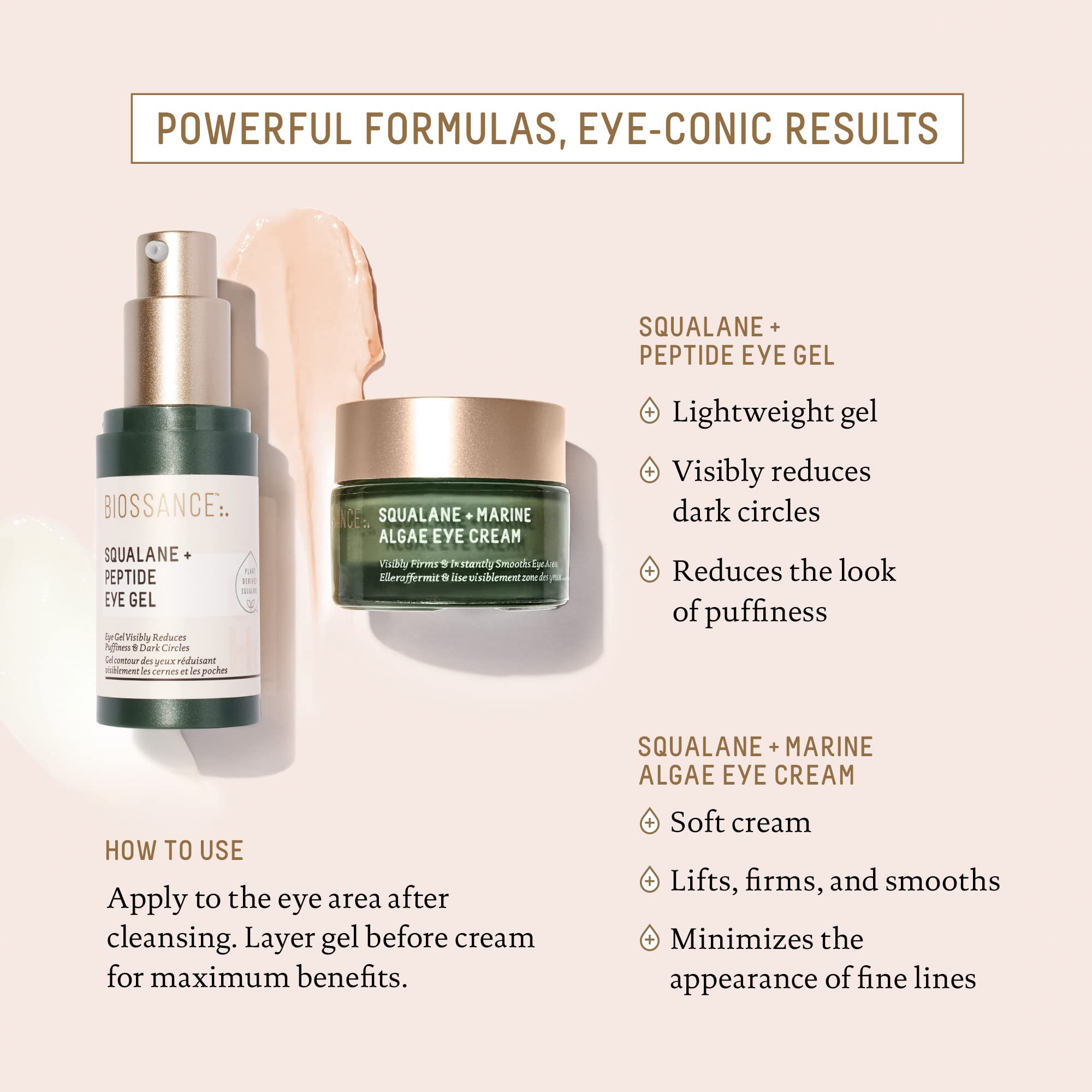 BIOSSANCE applying cream under eye demonstrating gentle patting technique