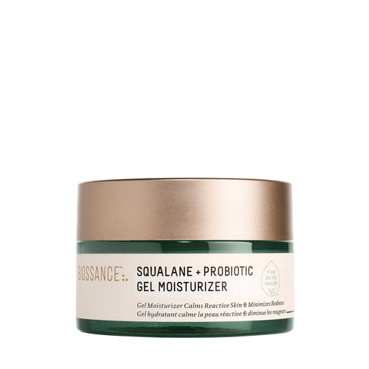 BIOSSANCE front jar shot showing product and branding, highlights calming benefits