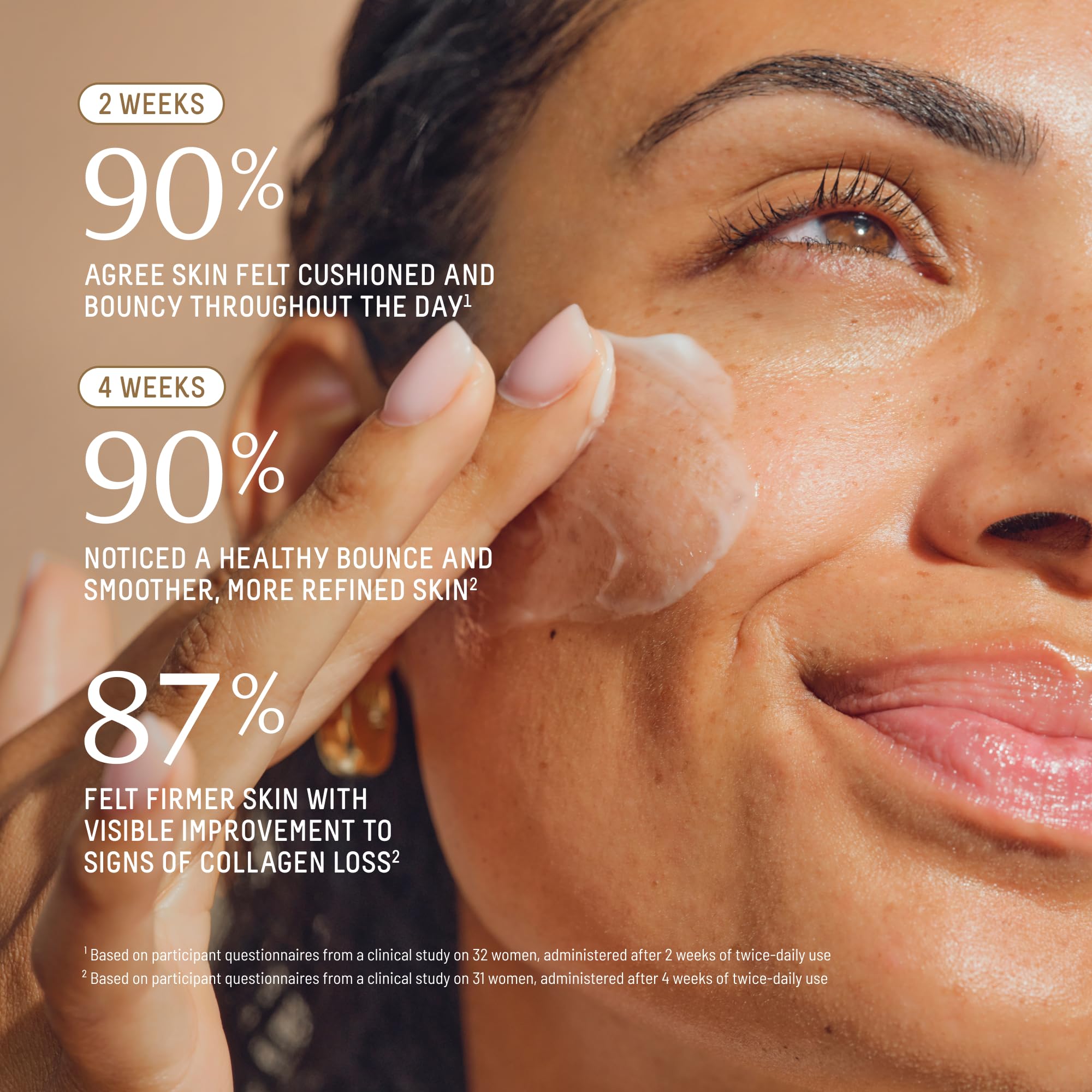 BIOSSANCE pump dispensing moisturizer demonstrating easy application benefit