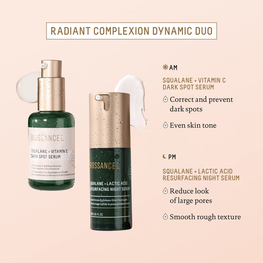 BIOSSANCE applying serum to neck and décolleté improving skin texture benefit