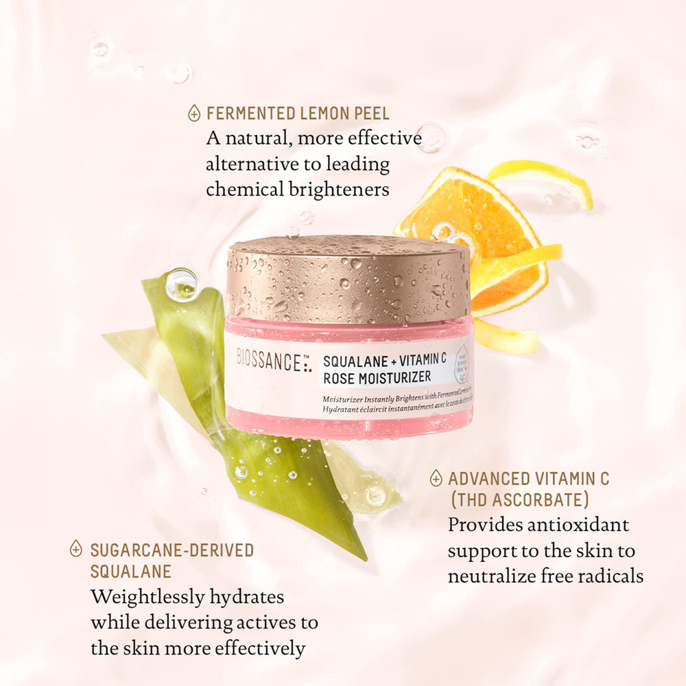 BIOSSANCE next to coin showing 1.69 fl oz scale and travel-friendly size