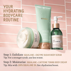 BIOSSANCE applying oil to damp body skin post-shower for long-lasting moisture