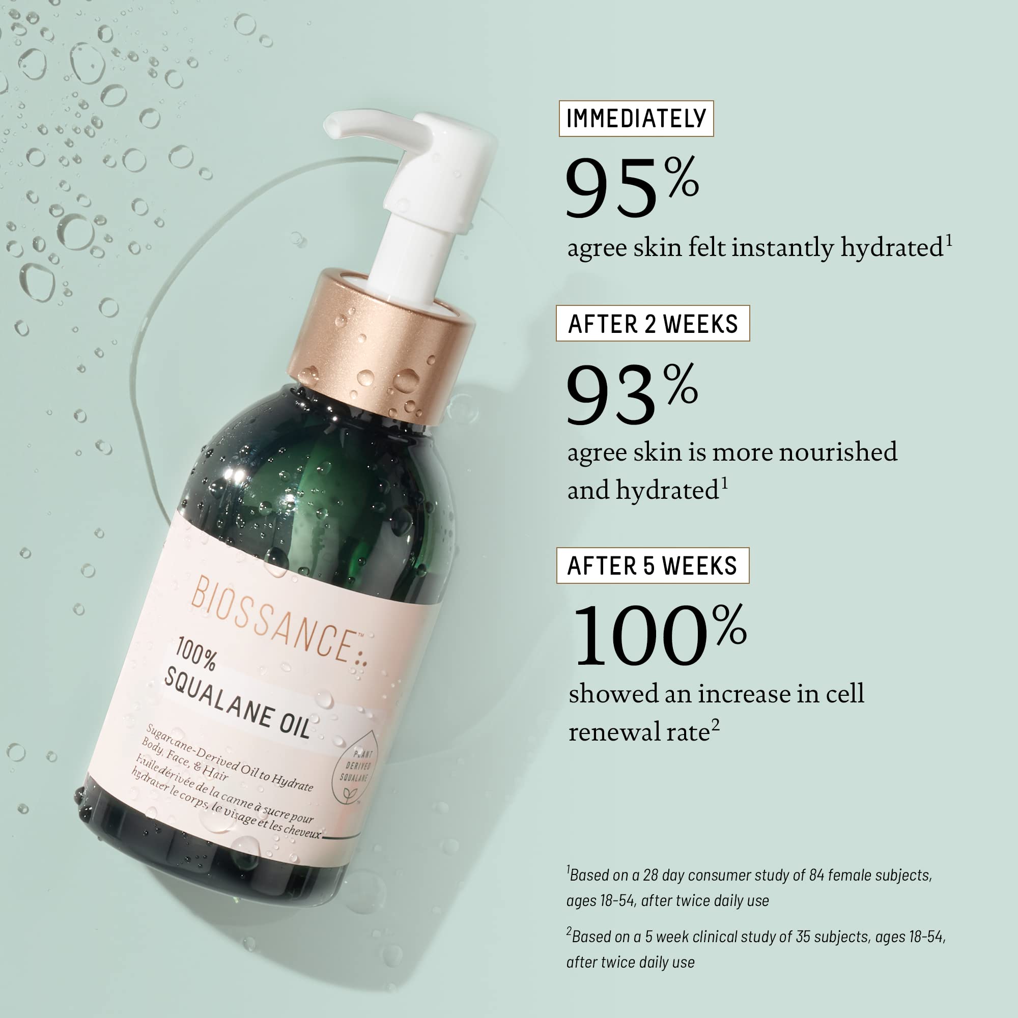 BIOSSANCE oil on hair ends showing reduced frizz and added shine benefit