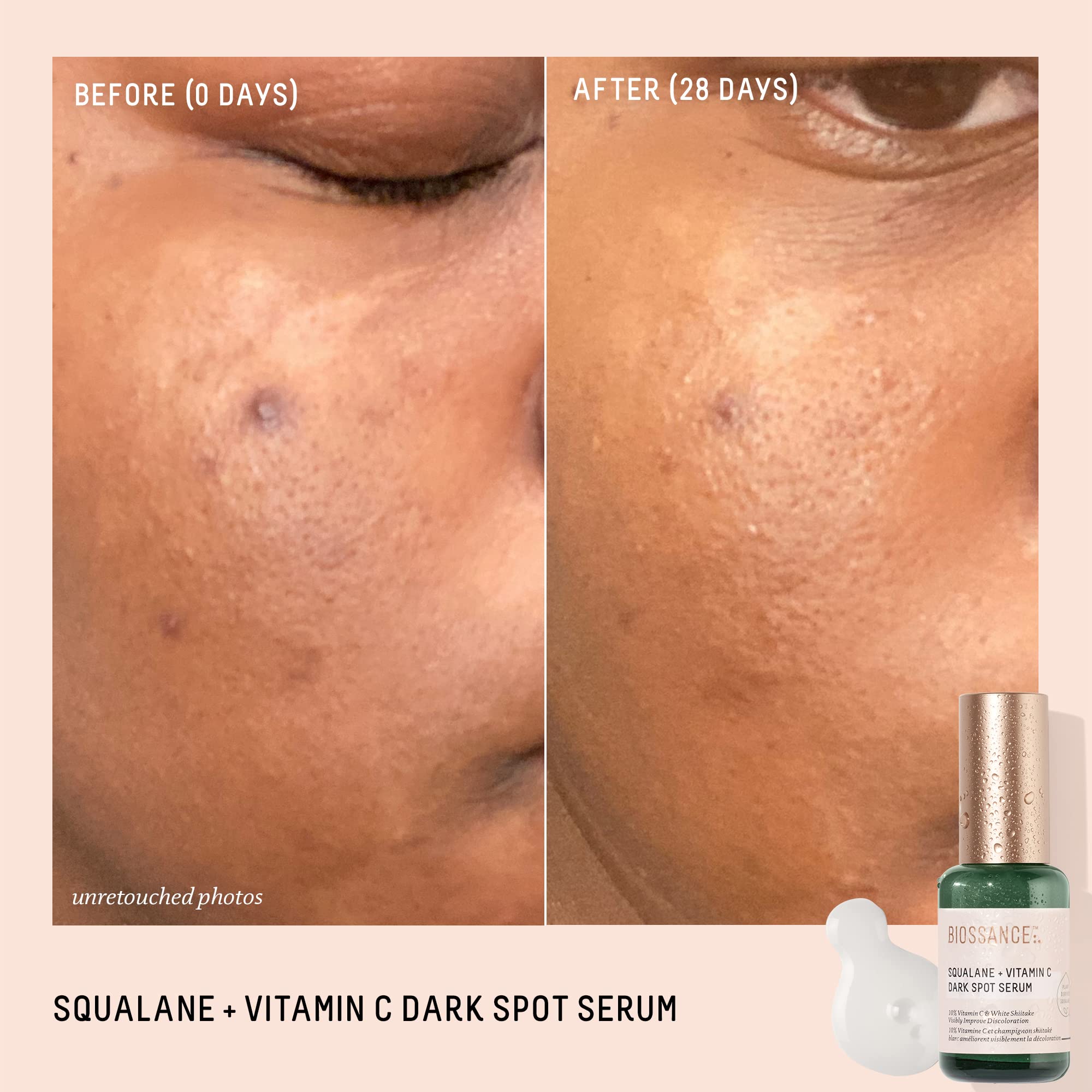 BIOSSANCE dropper releasing serum to show smooth texture and quick absorption benefit
