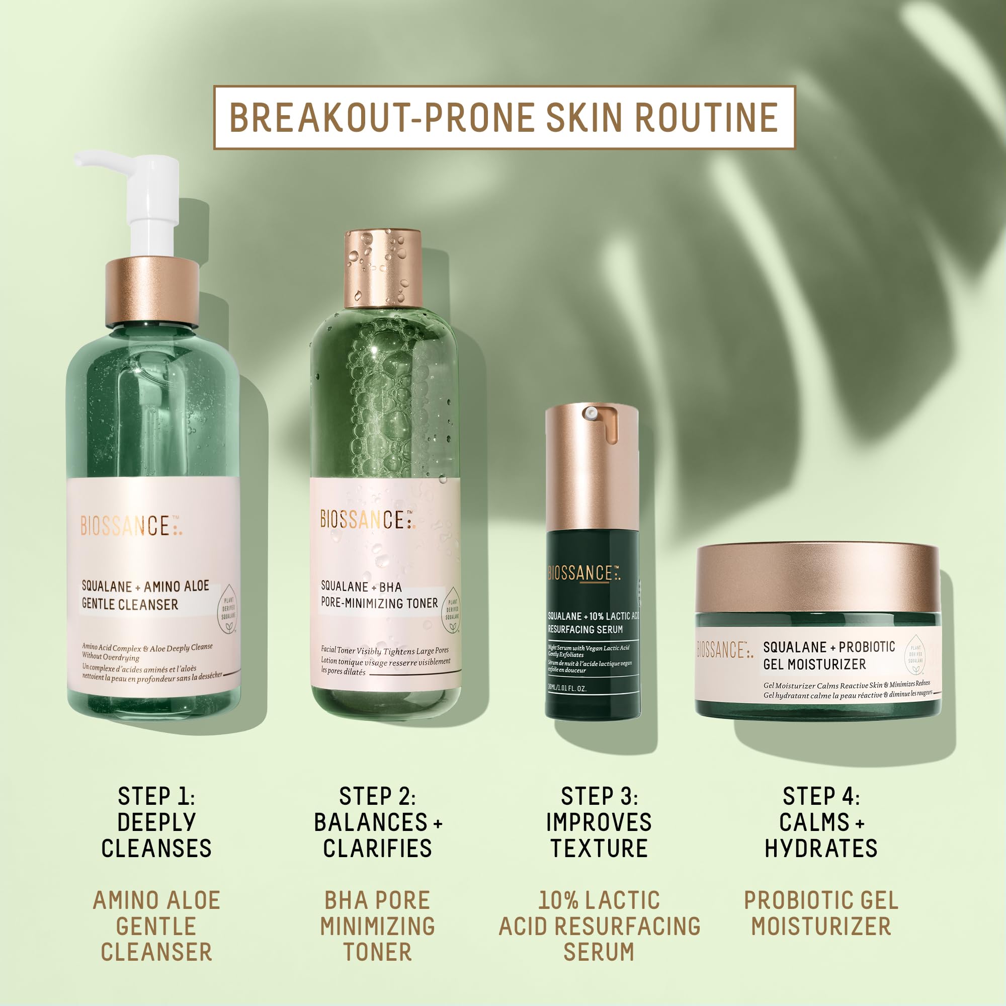 BIOSSANCE under makeup demonstration showing smooth, non-greasy base for foundation