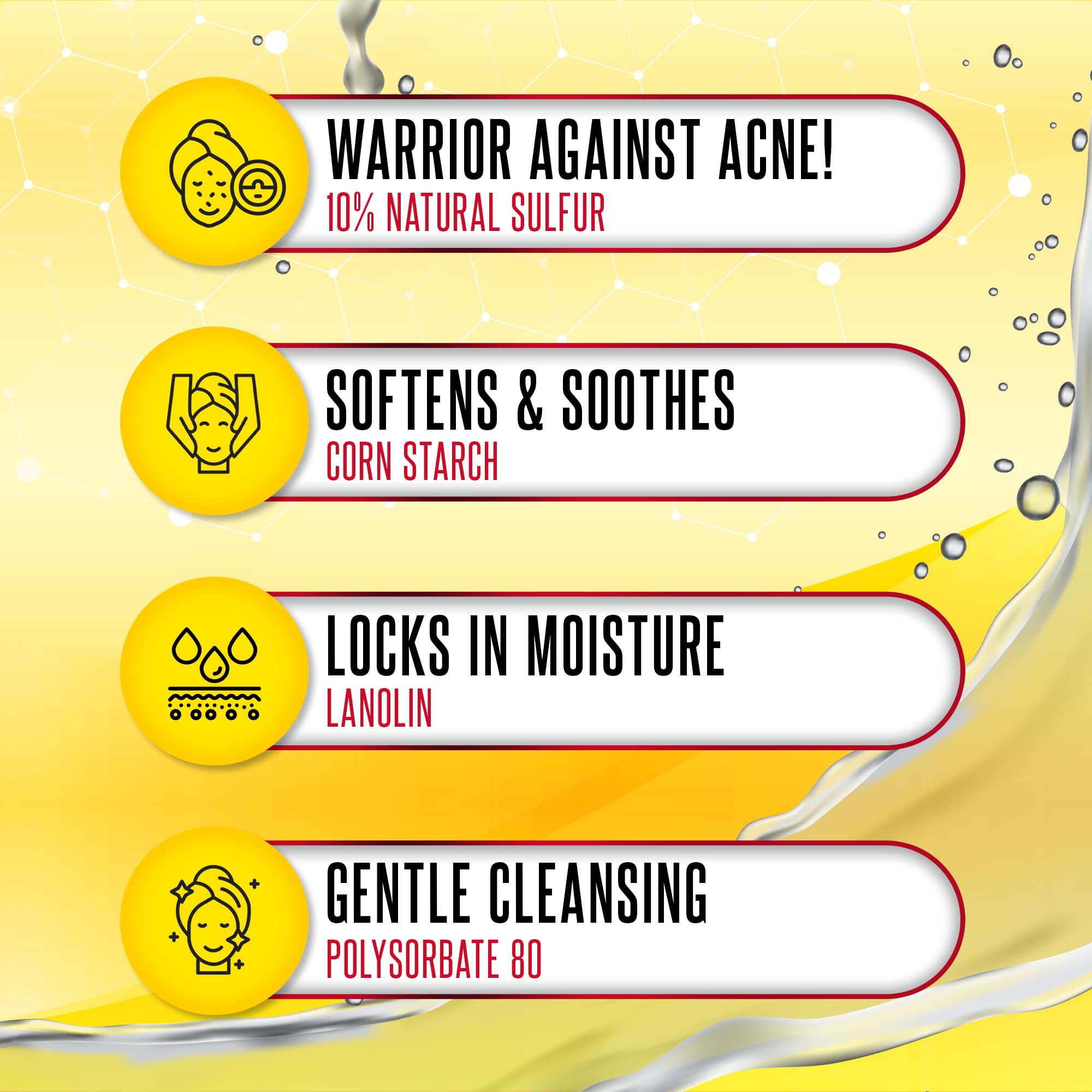 Biosulfur lather on face demonstrating deep cleansing action
