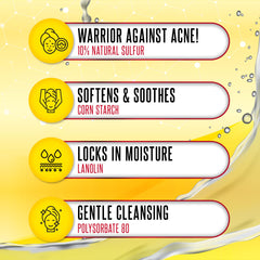 Biosulfur lather on face demonstrating deep cleansing action