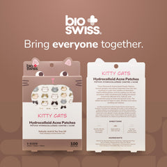 BioSwiss assorted kitty cat patch designs displayed in lifestyle setting to boost routine enjoyment