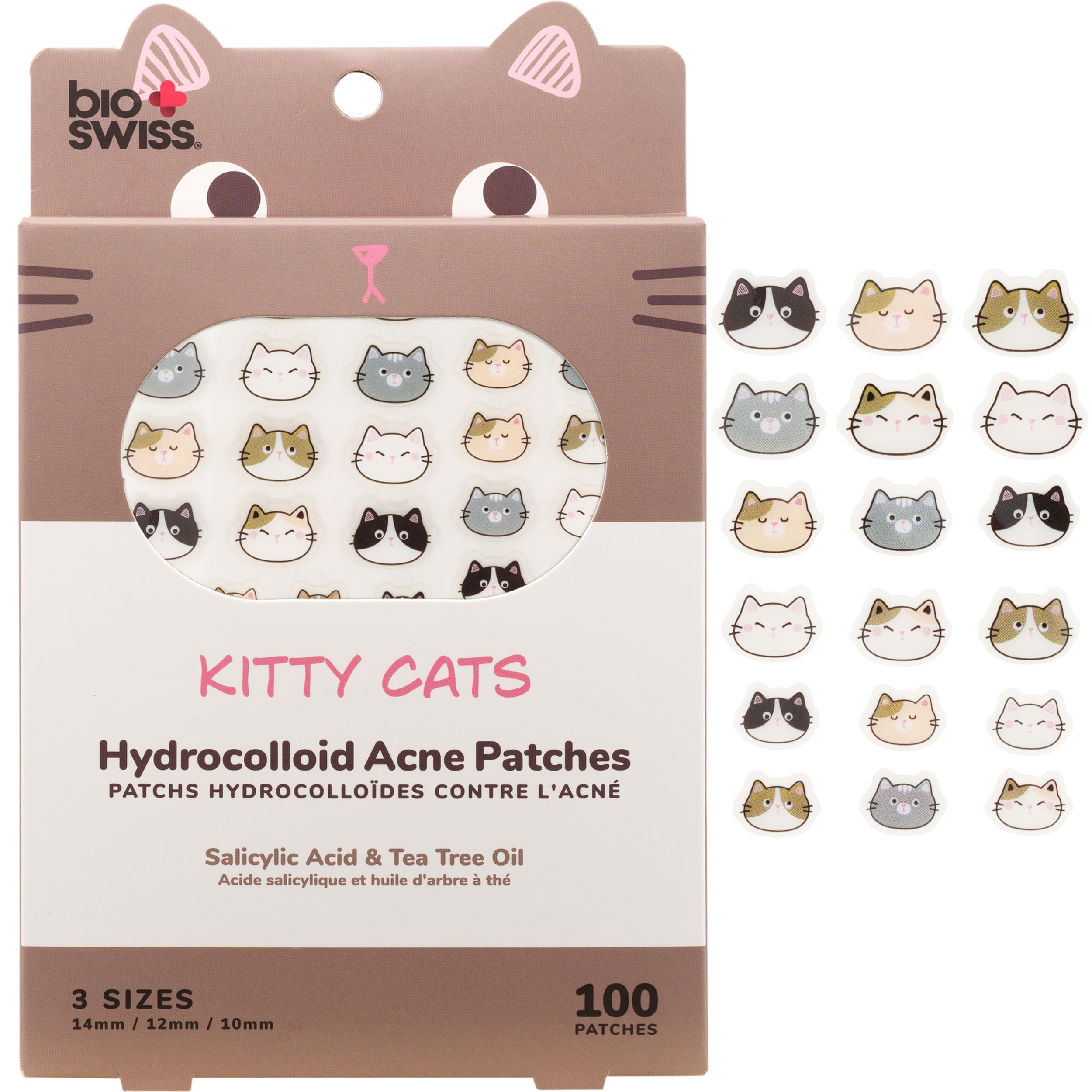 BioSwiss front packaging showing 100 patches and cute cat designs for easy identification and supply