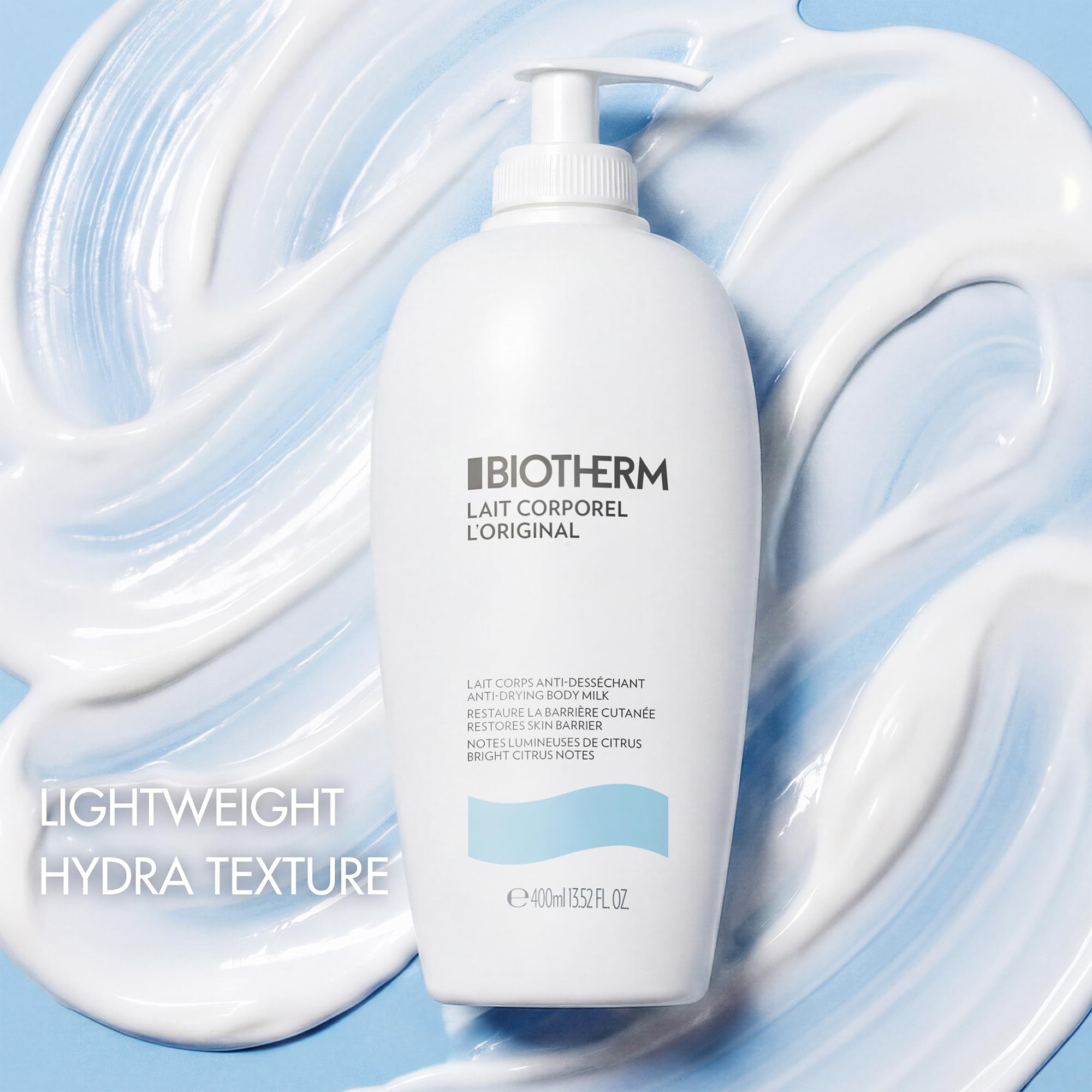 Biotherm bottle on bathroom shelf conveying everyday routine and freshness benefit