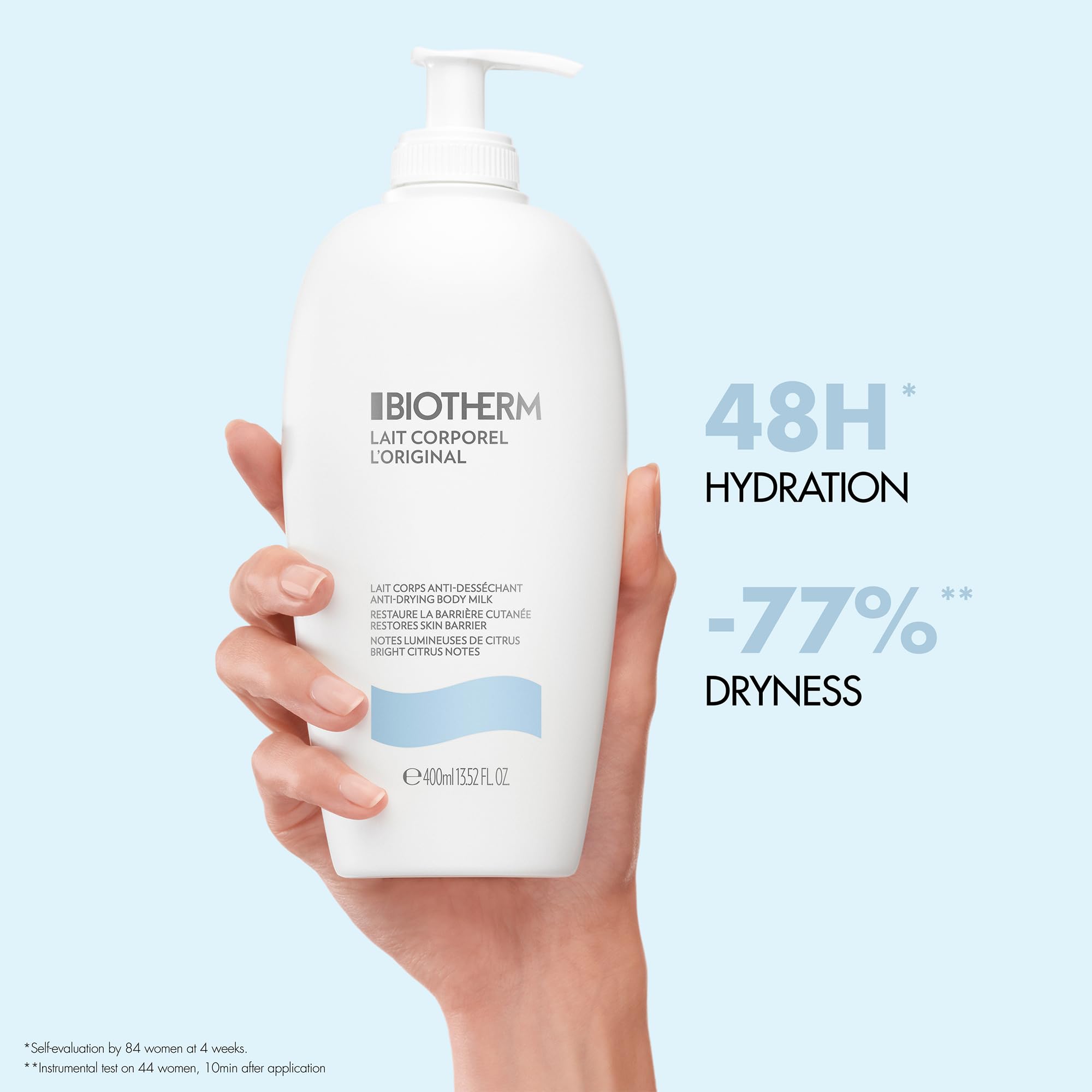 Biotherm cream being spread on skin showing non-greasy finish benefit